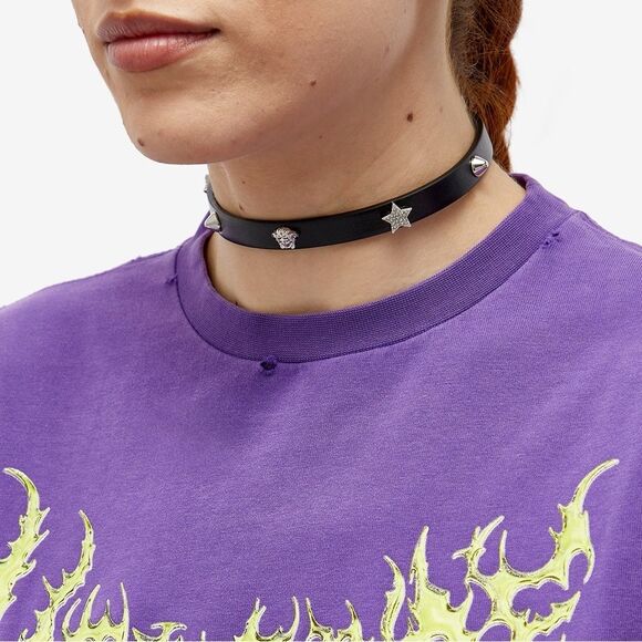 Versace Studded Leather Chocker, Black, NWT - Picture 1 of 10